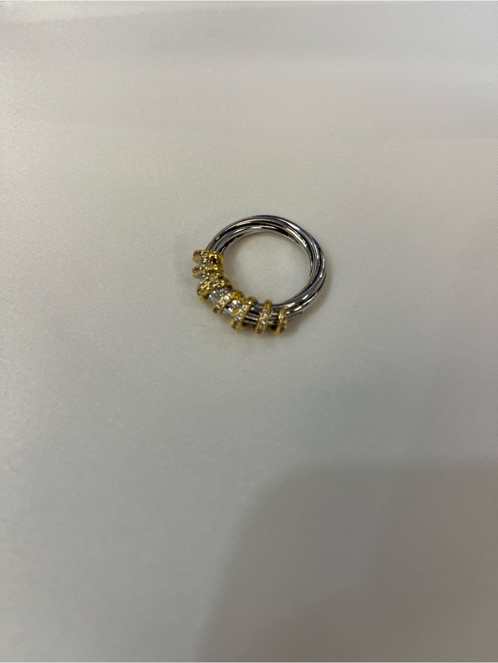 Two-Tone Gold & Silver Women's Ring with Gold Accents